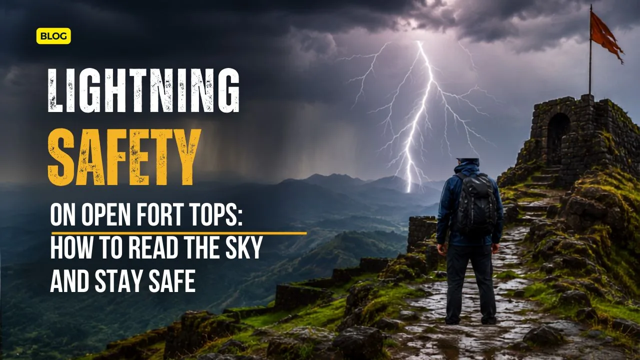 Thunderstorm clouds building over sahyadri fort top